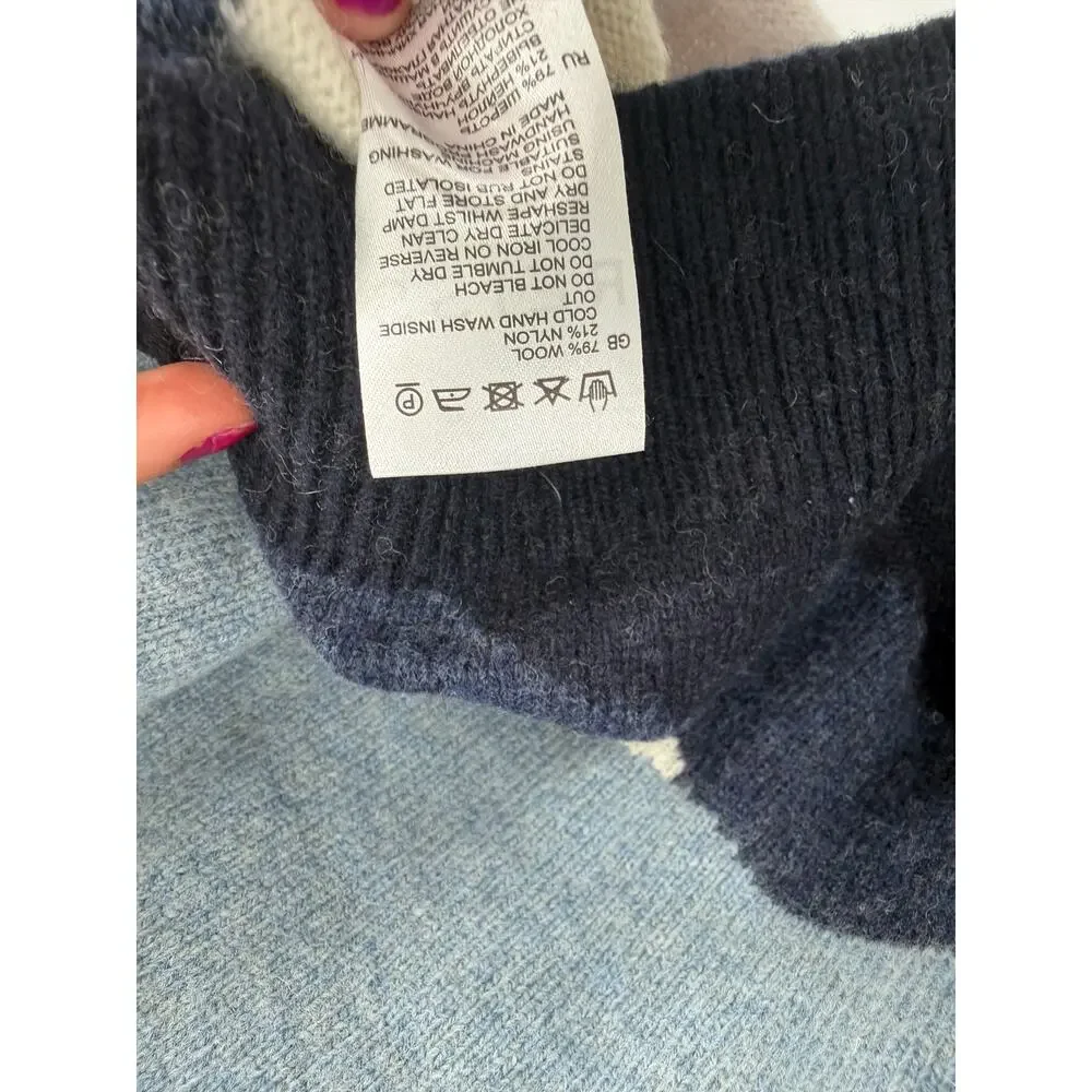REISS Turner Colour Blocked Crew Neck Jumper Size L NEW $220 Sweater Gray Blue
